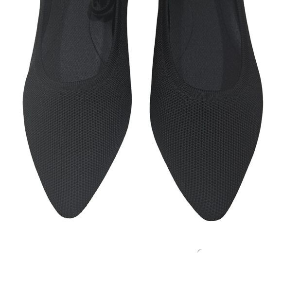 Burudani Black Knit Mary Jane Flats Women's Size 10 Comfort Slip-On Shoes Pointy - Picture 13 of 15